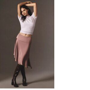 By Anthropologie Asymmetrical Slip Midi Skirt MAUVE SIZE L new with tag nwt